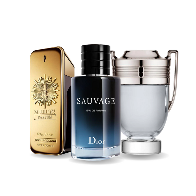 Combo 3 Perfumes - 1 Million Parfum Paco Rabanne, Sauvage Dior e Invictus Paco Rabanne