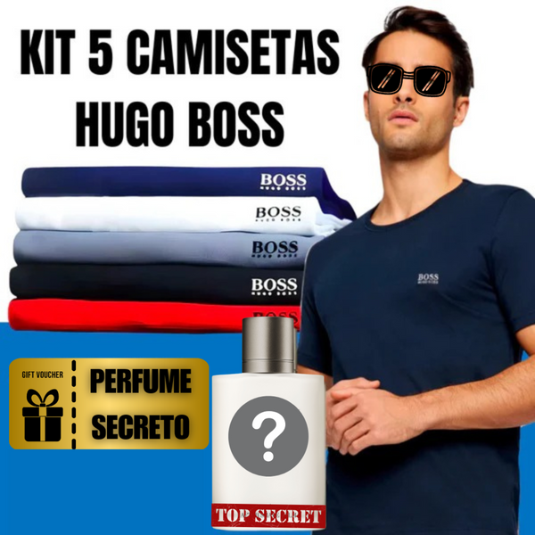 KIT X5 CAMISETAS HUGO BOSS + PERFUME SECRETO